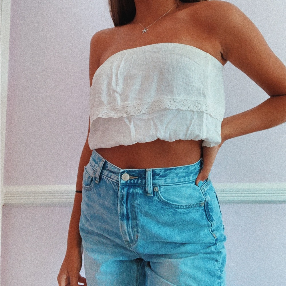 Garage White Tube Top